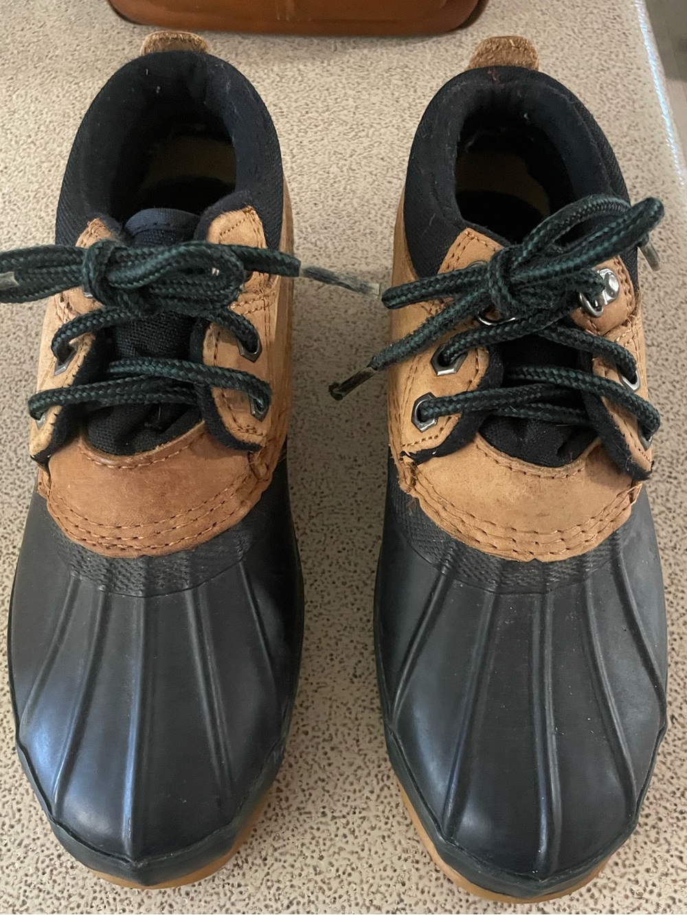 Vintage Lands' End Black and Brown Lace-Up Duck Boots